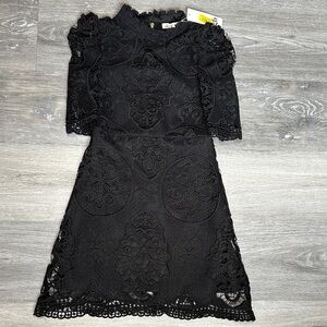 GB Girls Black Lace Long Sleeve Dress